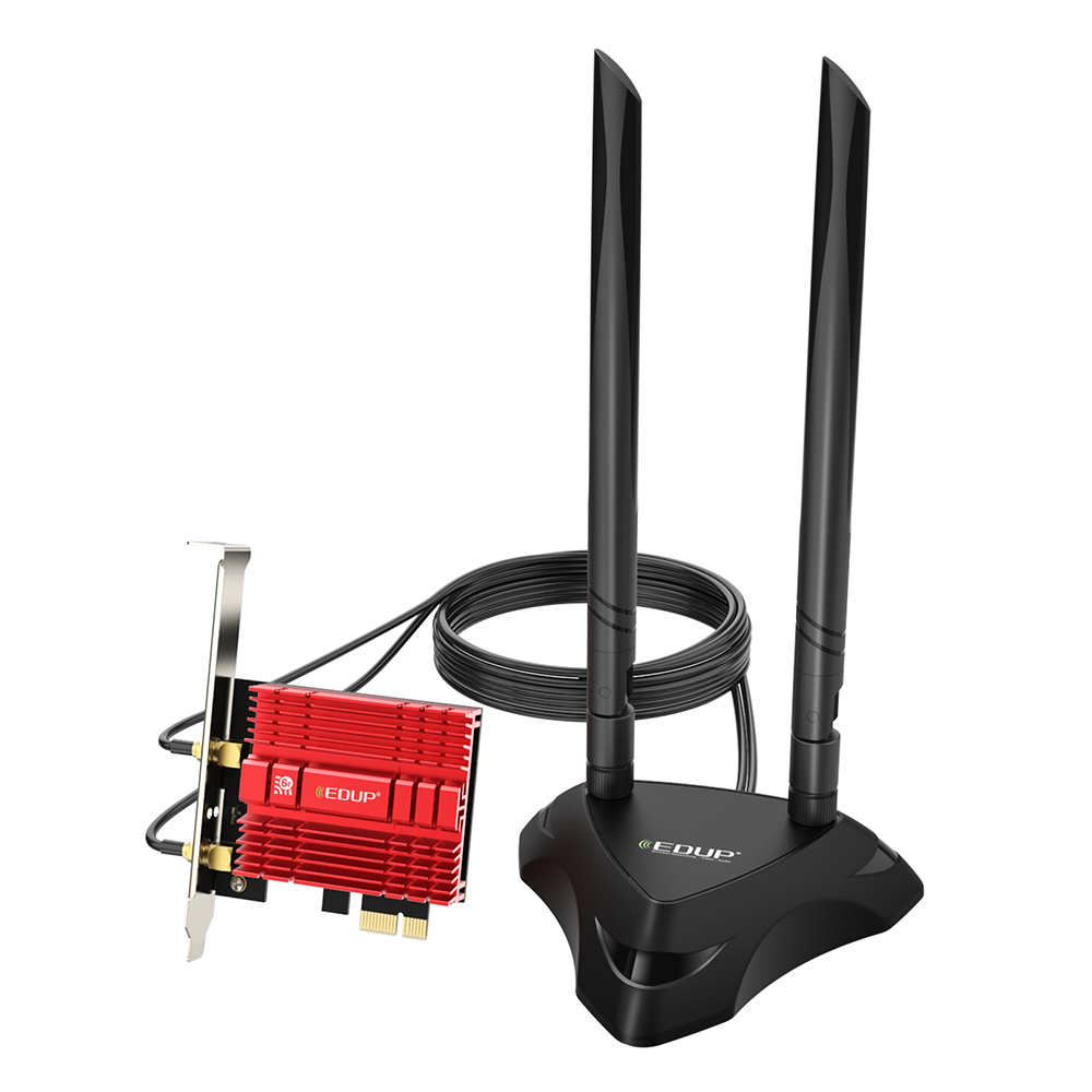 EDUP Wifi 6E AX210 AX5400 Wifi Bluetooth 5.2 Tri-Band PCI-E Network Card  with Extend Antennas