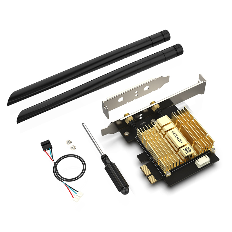 EDUP PCIe WiFi 6E Card Bluetooth 5.2 AX 5400 Mbps AX210 Tri-Band  6Ghz/5.8GHz/2.4GHz PCI-E Wireless WiFi Network Adapter Card for Desktop PC